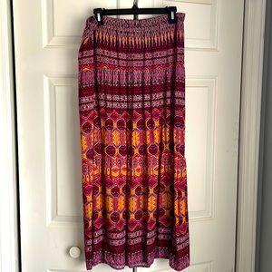 Fun, colorful long skirt. Elastic waste.